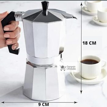 Cafeteira de Fogão Moka Italiana Expresso Aluminio até 6 Xícaras