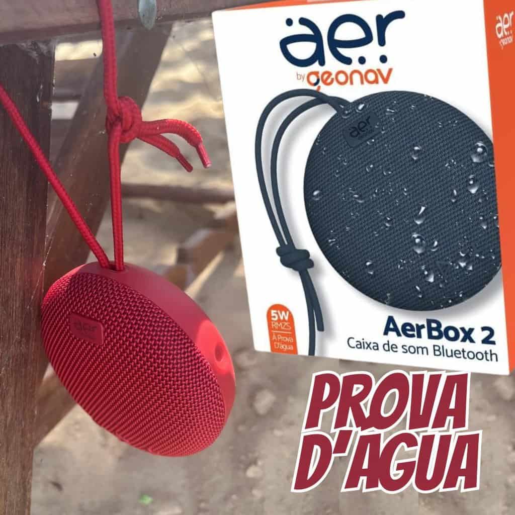 Caixa de som sem fio, Bluetooth, 5W RMS, Autonomia até 12 horas*, à Prova d’água, Conexão TWS, Azul, AERBOX 2, AERCX02MB, AER by Geonav