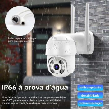 Câmera IP Sem Fio de Segurança Externa HD, Câmera Doméstica Inteligente de Visão Noturna Infravermelha Sem Fio, IP66 à Prova d'água e à Prova de Poeira, Chamada de Voz Bidirecional