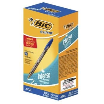 Caneta Cristal Bold Ponta Grossa 1,6mm, Cartucho com 25 Unidades - Bic