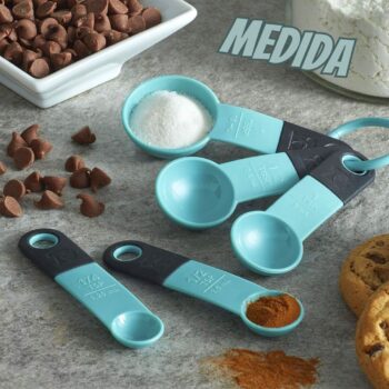 Colheres de medida clássicas KitchenAid, conjunto de 5, Aqua Sky/Black