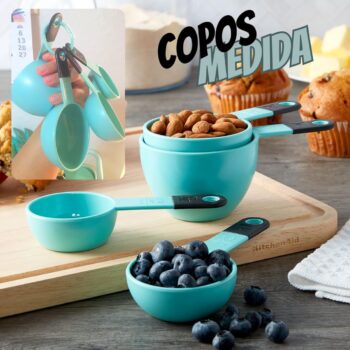 Copos de medida clássicos KitchenAid, conjunto de 4, Aqua Sky/Black