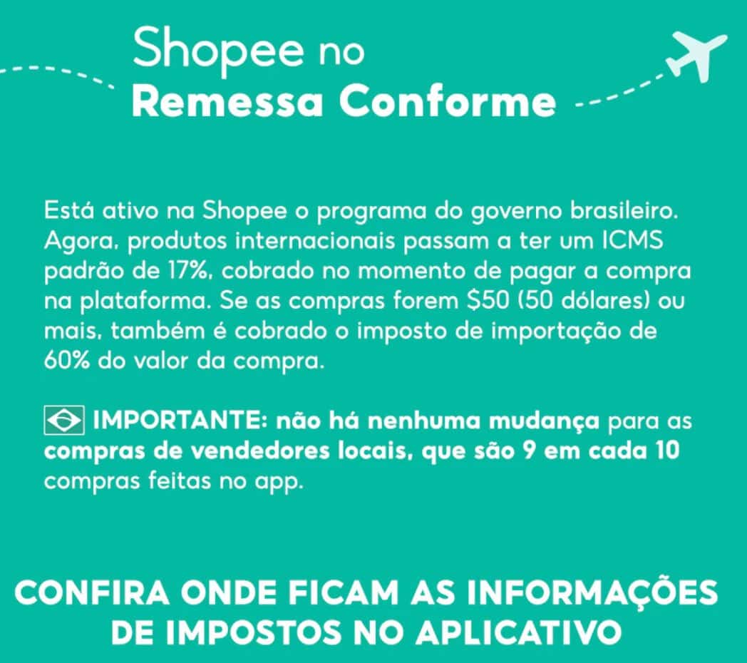 Entenda os Novos Impostos sobre Compras Internacionais na Shopee - Remessa Conforme Entenda os Novos Impostos sobre Compras Internacionais na Shopee - Remessa Conforme