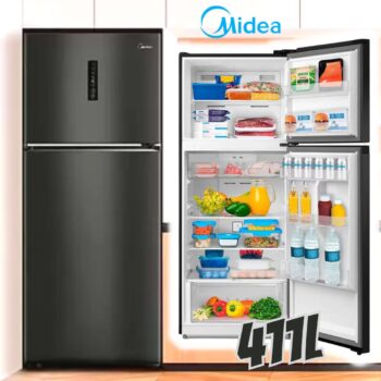 Geladeira Frost Free Duplex 411L Slim cor Black Inox Midea