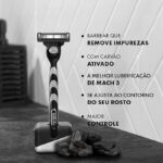 Gillette Mach3 Carbono Aparelho de barbear reutilizável com Carvão Ativado e Fita Lubrificante Melhorada 1 Ud