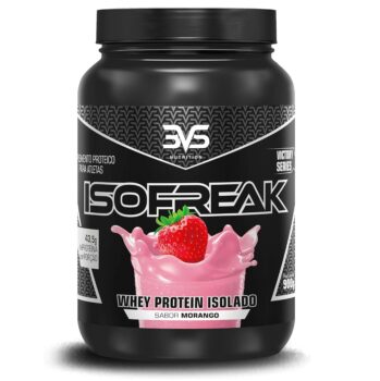 Isofreak Protein 900g - 3VS Nutrition - Proteina Isolada - Ganho de força; Ganho de massa muscular, Fonte de BCAA. - alta concentração proteica com baixíssimos teores de carboidratos e gorduras - (Morango)
