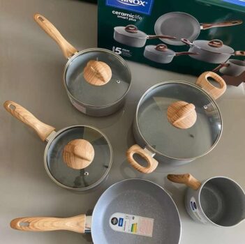 Jogo de Panelas Brinox Ceramic Life Smart Plus Gris, Antiaderente, Cinza, 5 Peças
