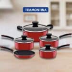 Jogo de Panelas Tramontina Pádua com Revestimento Antiaderente Starflon Max Vermelho 5 Peças