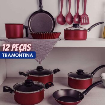 Kit para Cozinhar 12 Peças Turim Vermelho Tramontina - Panelas, Assadeiras e Utensílios