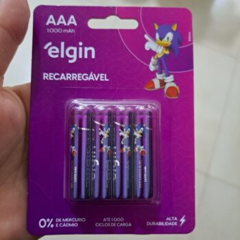 Pilha recarregável AAA 1000mAh Elgin com 4 unidades Palito