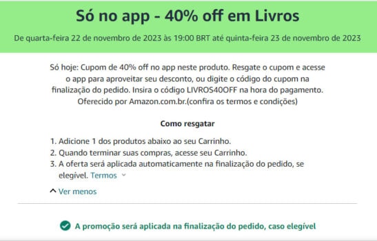 40% off em Livros Selecionados Amazon!