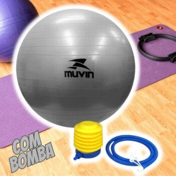 Bola de Pilates 65cm Muvin – Antiestouro – Suporta até 300kg – Com Bomba – Ginástica – Fitness – Pilates – Yoga