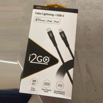 Cabo IPhone/Lightning + USB-C I2GO Certificado MFi 2m 3A Nylon Trançado Preto - I2GO PRO