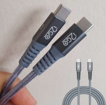Cabo USB-C + USB-C I2GO 2m 3A Nylon Trançado Chumbo - I2GO PRO