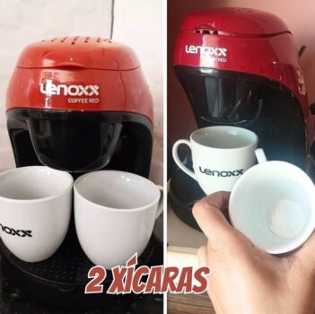 Cafeteira Elétrica Lenoxx PCA 031 Preta e Vermelha - 2 Xícaras 220V