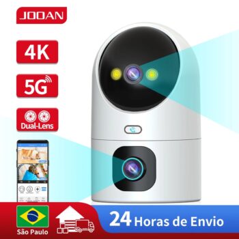 Câmera de Segurança Interna JOOAN 3MP 5G WIFI, com duas LENTES, uma FIXA e outra móvel.