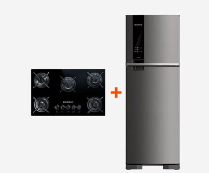 Combo Cooktop 5 bocas Brastemp - BDD75AE e Geladeira Brastemp Frost Free Duplex 375 litros - BRM45JK - (BDD7_BRM4_CJ) 110v