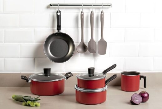 Conjunto de Panelas Antiaderente Vermelha 5 peças - La Cuisine By Brinox