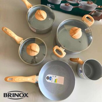 Conjunto De Panelas Brinox, Smart Plus, 5 Peas, Cinza