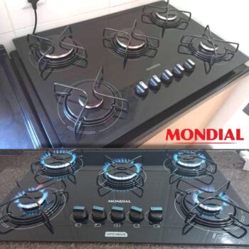 Cooktop a Gás, 5 Bocas, Mondial, Preto/Inox, Bivolt - CTG-02