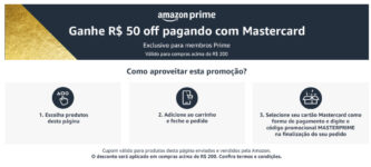 Cupom Amazon com Mastercard R$ 50 OFF em R$ 200