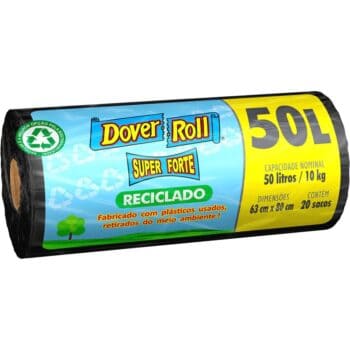 Dover Roll Reciclado rolo preto com 20 sacos 50L