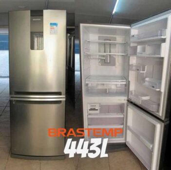 Geladeira Brastemp Frost Free 443L Cor Inox com Turbo Ice Inverse BRE57A 220V
