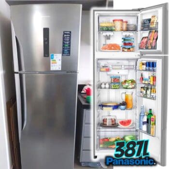 Geladeira/Refrigerador Panasonic Frost Free Duplex - Aço Escovado 387L Top Freezer NR-BT41PD1XA
