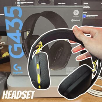 Headset Gamer Sem Fio Logitech G435 LIGHTSPEED, Conexão USB e Bluetooth, Design Leve e Confortável, Microfone Embutido, Bateria de até 18h - Compatível com Dolby Atmos, PC, PS4, PS5, Mobile – Preto