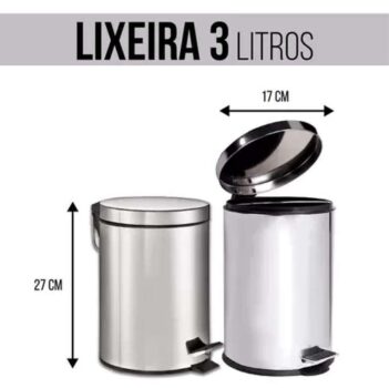 Kit com 2 Unidades Lixeira 3 Litros Inox Just Home Collection - Just Home Colletion