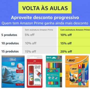 Material Escolar com Desconto Progressivo: até 20% off