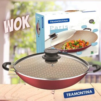 Panela Wok Tramontina Paris Antiaderente 36cm Cereja