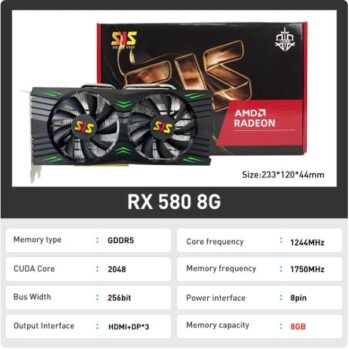 Placa de Vídeo SJS RX 580 8GB 2048SP