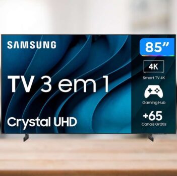 Smart TV 85” UHD 4K LED Crystal Samsung 85CU8000 - Wi-Fi Bluetooth Alexa 3 HDMI