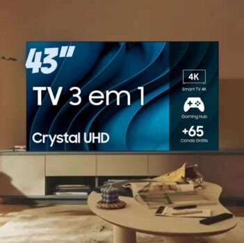 Smart TV Samsung Crystal UHD 4K 43CU8000 2023 Design AirSlim Painel Dynamic Crystal Color Tela 43"