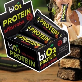 biO2 Display Barra de Proteína Baunilha e Pasta de Amendoim, 12 unidades de 45 g, Protein Bar Vegana e sem Glúten