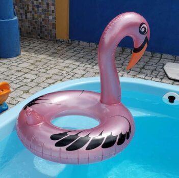 Boia Cisne Perolado Rosa Com Abertura Mor
