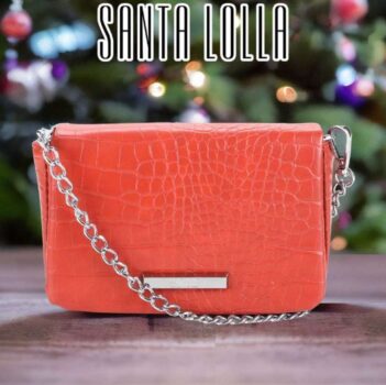 Bolsa Santa Lolla Mini Bag Croco Alça Corrente Feminina