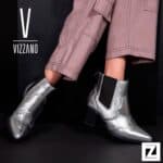 Bota Chelsea Vizzano Metalizada Bico Fino Feminina