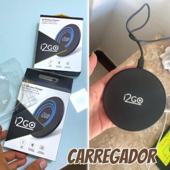 Carregador Sem Fio Fast Charge I2GO 10W Chumbo - I2GO PRO Preto