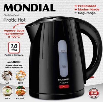 Chaleira Elétrica Pratic Hot, Mondial, Preto, 1200W, 110V - CE-07