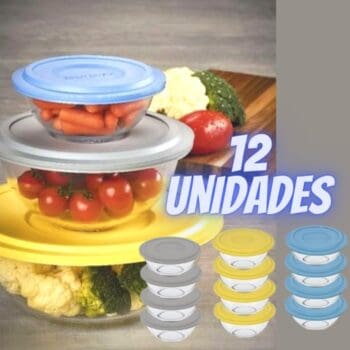 Conjunto de Potes Plus 500ml com Tampa Sortida 12 Peças - Marinex