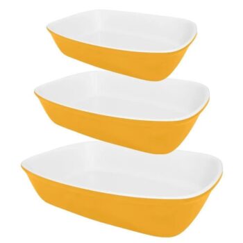 Conjunto de Travessas Refratarias 3 Peças Bake Amarelo Oxford