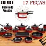 Conjunto Panelas 17 Pc Antiaderente Brinde Panela Pressão