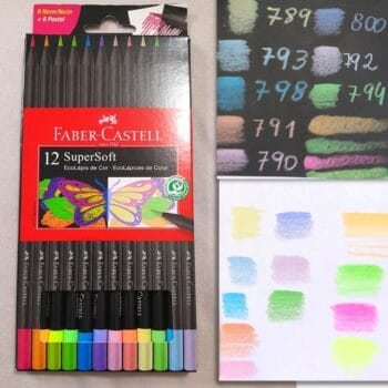 EcoLápis de Cor Supersoft 6 Neon + 6 Pastel, Faber-Castell, 120712SOFTNP, Supersoft, Multicolorido, 12 Contagem (Pacote de 1)