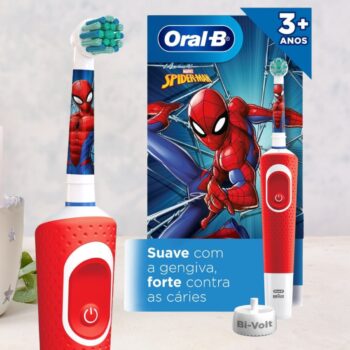 Escova Elétrica Oral-B Spiderman 1 Unidade, Cor: Vermelho