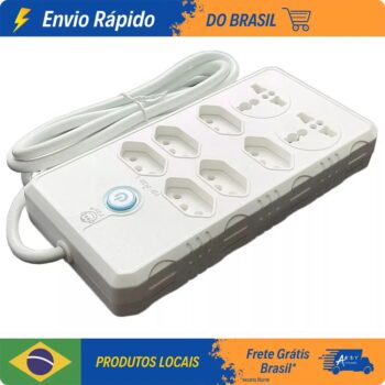 Filtro de Linha 6 Tomadas Régua Bivolt C/ 2 Tomadas Universal
