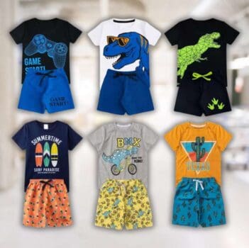 Kit 12 Peças De Roupa 1 Ao 14 Masculino 6 Camiseta +6 Shorts