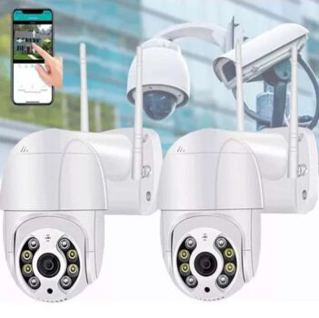 Kit 2 Câmera Ip Prova D'água Infravermelho Externa Wifi Cor Branco