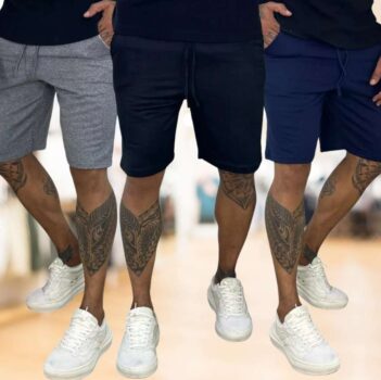 Kit 3 Bermudas De Moletom Academia Short Masculino De Treino